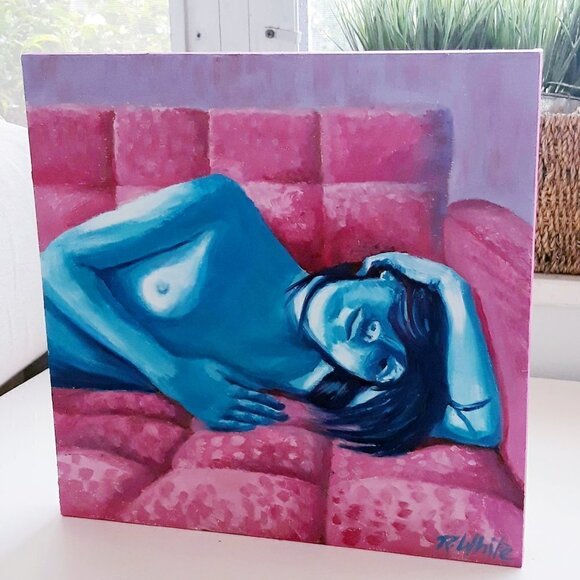 "Afterglow" Original Oil Painting on Cradled Wood Panel, Size 10" x 10" x 0.8" - Picture 1 of 6